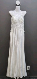 Hearbobo Elegant Embroidered Sequin Spaghetti Strap Women Wedding Dress 6 White - Picture 1 of 8