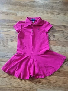 Ralph Lauren Polo Girls Size 6 Short Sleeve Pink Skater Style Dress Logo - Picture 1 of 6