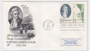 TurtlesTradingPost- Captain Cook 1978 #1732-3 FDC Artcraft Cachet - Picture 1 of 1