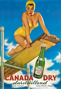 GIL ELVGREN Vintage Ad Pin-up Art Poster or Rolled Canvas Print "Canada Dry" - Picture 1 of 1