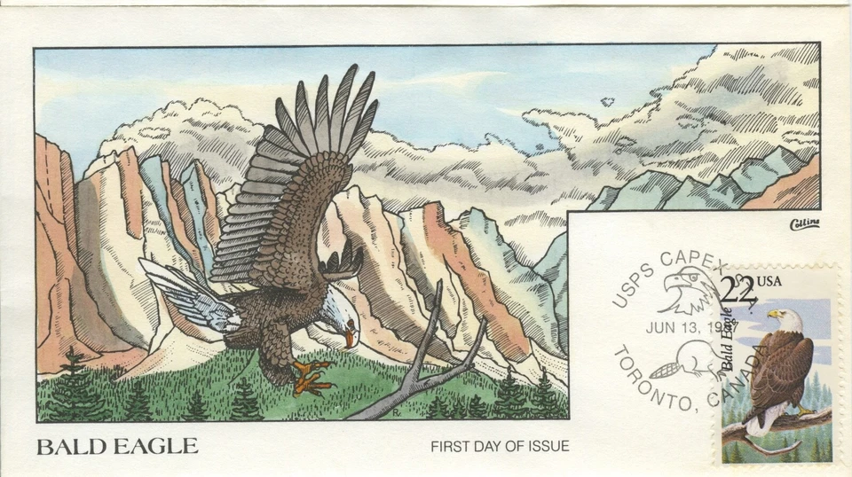 US, #2309 AMERICAN WILDLIFE - BALD EAGLE, Collins Hand-painted First Day Cover - Image 1 of 1