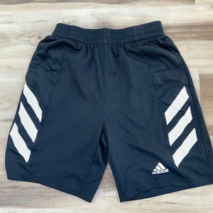 Adidas Shorts Boys Large 14 / 16 Black Soccer Training Lacrosse 3 Stripes - Picture 1 of 6