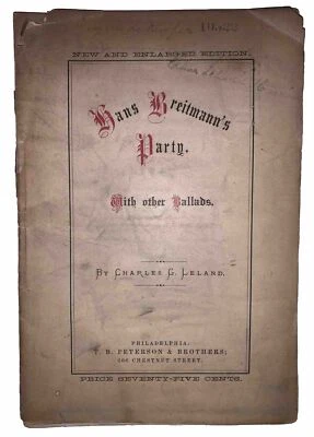 SIGNED, 1869, HANS BREITMANN'S PARTY, by CHARLES G LELAND, POETRY - Image 1 of 4