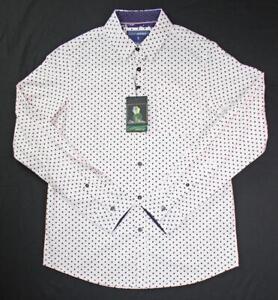 Eighth Avenue Mens M Shirt Long Sleeve Button Front Flip Cuffs Pink Dots $45 NEW