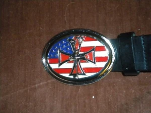 NUEVA HEBILLA PLATEADA DE MODA CON LA BANDERA AMERICANA Y UNA CHICA SEXY SOLO HEBILLA - Imagen 1 de 2