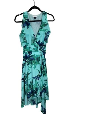 Платье женское Halston с цветочным узором без рукавов покрой с широкой юбкой асимметричный подол размер L - Изображение 1 из 4