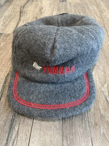 Vintage 80s 90s Yamaha Snowmobile Racing Moto Fuzzy Gray Snapback Cap Hat - Picture 1 of 4