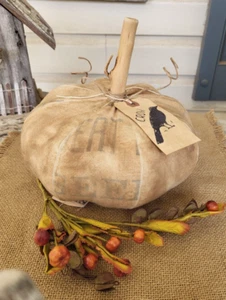 Primitive Feed Sack Pumpkin Coffee Dyed Farmhouse Country-B - Picture 1 of 9