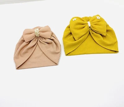 Baby Turban Hats 2 PCs Newborn Hats, Baby Bandana, Gorro , Turbante - Image 1 of 4