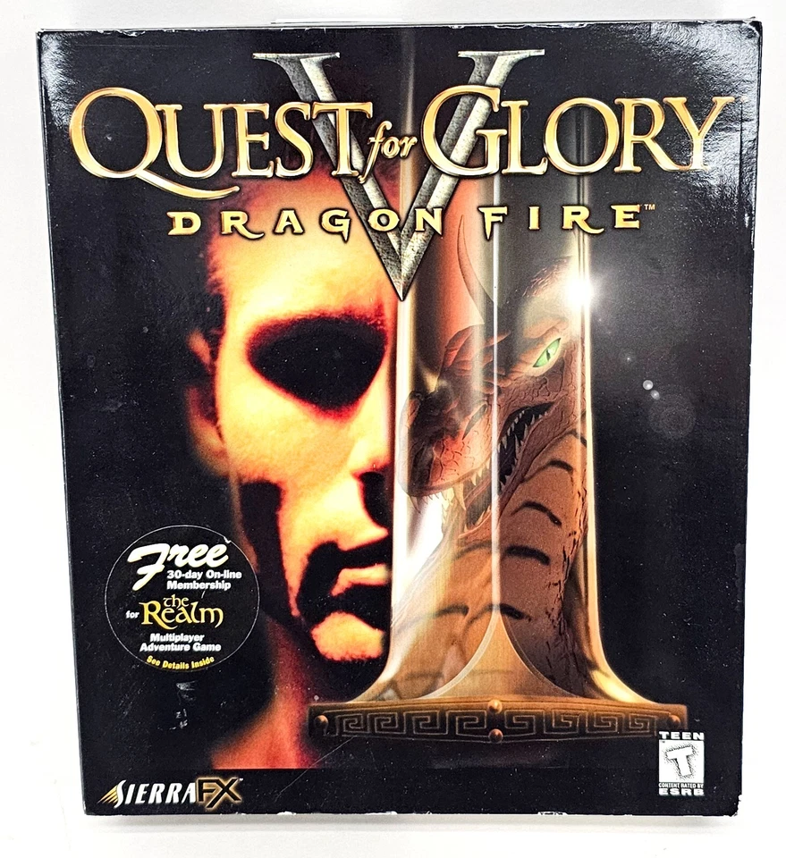 Quest for Glory V Dragon Fire PC Win Mac Game Sierra New w Damaged Big Box - Image 1 of 4