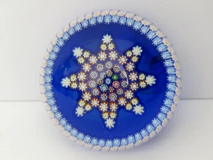 1983 Perthshire Cobalt Blue Star Millefiori 3" Paperweight - Picture 1 of 5