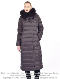 ✪ Goose Down Coat Jkt Long Parka w/ Fox Fur sz L US 10 EU 42 $895 Пуховик Лиса - Picture 1 of 12