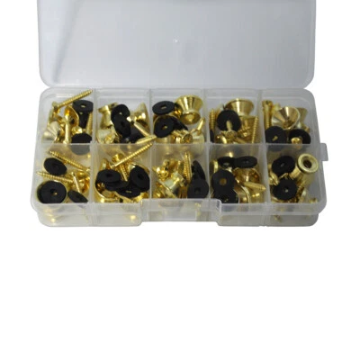 50 Conjuntos de Alça de Guitarra Universal Dourada Trava Pregos Botões + Parafusos + Almofadas  - Imagem 1 de 4