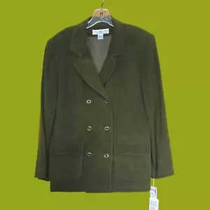 Vintage Neu mit Etikett Seide Saks Fifth Ave Blazer Jacke Olivgrün Echtkleidung - Bild 1 von 8