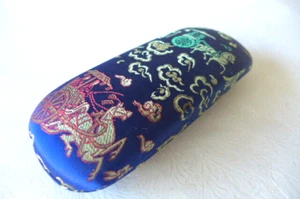 Oriental Design Hard Shell Silk Eyeglasses Case....Blue...one of a kind - Picture 1 of 1