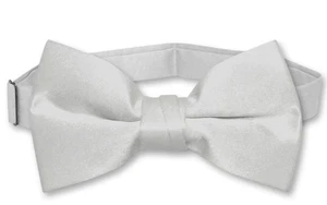 Vesuvio Napoli Boys BOWTIE Solid SILVER GREY Color Youth Bow Tie - Picture 1 of 1