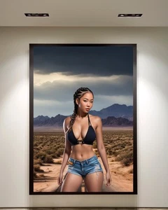 MIDNIGHT MIRAGE - A MESMERIZING 24x36" BLACK FRAMED CANVAS WALL ART PICTURE - Picture 1 of 4