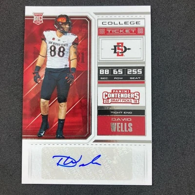 David Wells 2018 Panini Contenders Draft Picks Autograph #207 SD State Aztecs - Image 1 of 2