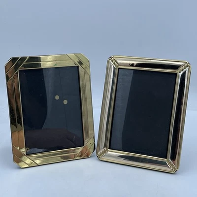 2 Vintage Regency Style Picture Frames Mixed Set Brass Art Deco Style Farmhouse - Image 1 of 4