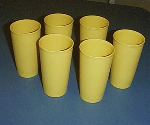 TUPPERWARE 12 ounce Beverage Drinking Tumblers #873 HARVEST GOLD WHEAT Set of 6 - Picture 1 of 1