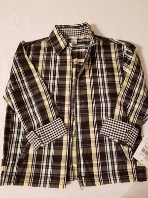 Новый с Ярлыками Hartstrings мальчиков клетку куртка размер 5-6 молнии синий желтый белый L/S Spring пальто - Изображение 1 из 4