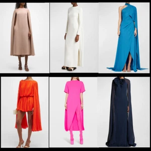 Made to order Custom Bespoke Tailors Empire-waist Aline Night Out Cape Dress B2b - Picture 1 of 24