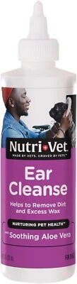 Nutri Vet Ear Cleanse 8 OZ Desodorizante y Limpiador de Orejas de Perro para Aliviar la Picazón Foto 1 de 4