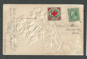 1910 Post Card WX6 Christmas Seal Tied On Embossed Card - Picture 1 of 2