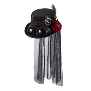 Retro Girls Flower Lace Veil Hat Gorgeous Elegant Tea Party Flat Gothic Hat - Picture 1 of 8