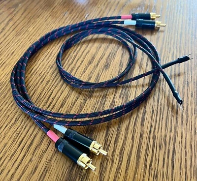 3 Ft. JMB CABLE CO Audiophile Turntable Phono RCA Cables Gold Reference Ground - Image 1 of 4