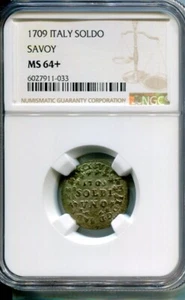 ITALY SOLDO 1709 SAVOY NGC MS 64+ RARE - Picture 1 of 2