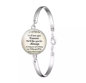We'll Love You Forever Baby Remembrance Silver Bangle Adjustable Bracelet - Picture 1 of 2