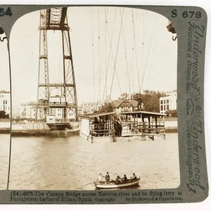 Puente Vizcaya Portugalete España Stereoview c1905 Barco País Vasco F1263 - Imagen 1 de 4