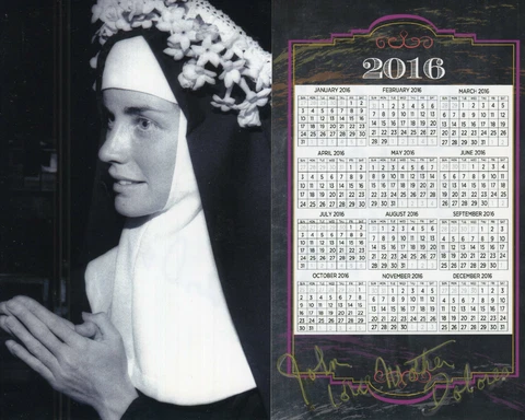 MOTHER DOLORES HART HAND SIGNED 6x7 CALENDAR+COA    ACTRESS TURNED NUN   TO JOHN Cover