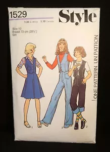 Style 1529 Girls Vest, Skirt & Trousers Vintage 1976 Pattern Girls size 10 Cut - Picture 1 of 2
