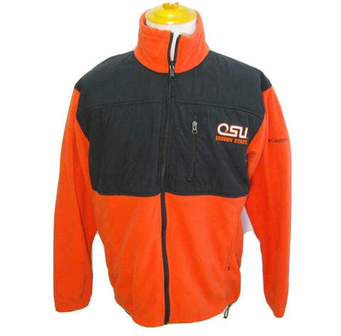 OREGON STATE BEAVERS Columbia Men's Large Orange Fleece Jacket Sweatshirt Top Cover