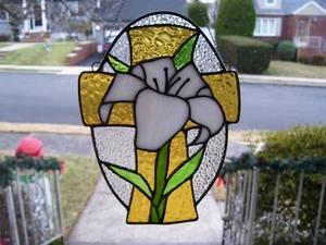 Stained Glass Tulip & Cross Sun catcher - Picture 1 of 7