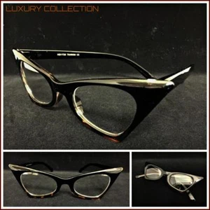 Classy Elegant Retro Cat Eye Style Clear Lens EYE GLASSES Black & Tortoise Frame - Picture 1 of 7