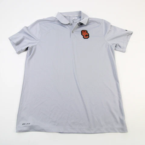 USC Trojans Nike Golf Dri-Fit Polo Men's Light Gray Used Cover