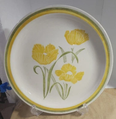 VTG Jamestown China Ironstone Yellow Flowers MCM Dinner Plate 10 1/4" Daffodil - Image 1 of 3