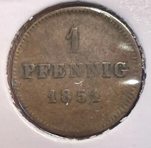 Germany Bavaria 1 pfennig 1851 Maximillian II KM#797.2 Copper aVF B1689 - Picture 1 of 8