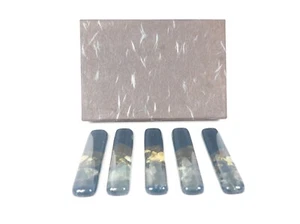 '80s Japanese glass and gold/silver foil layered fused chopstick 5 rests - Picture 1 of 11