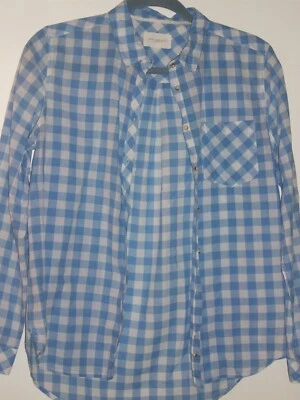 Springfield blau-weiß karierte Hemdbluse Gr. 38 - Bild 1 von 4