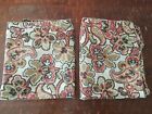 Noble Excellence King 2 Pillow Shams Floral Brown Red Rust Blue Gold Cotton