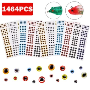 1464PC Fishing Lure Eyes 3mm-4mm-5mm-6mm 3D Holographic Eyes Fly Tying Jig Craft - Picture 1 of 11