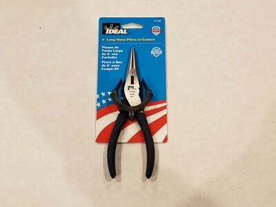 NEW IDEAL 35-036 Long Nose Plier, Dipped Handle Uninsulated,6" L,Steel FAST SHIP - Image 1 of 4