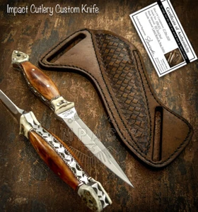 CUBIERTOS DE IMPACTO RAROS PERSONALIZADOS D2 ESPIGA COMPLETA CUCHILLO DE BOTA DAGA MANGO DE ASTA DE CIERVO - Imagen 1 de 9