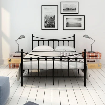PANANA Strong Metal Bed Frame 4ft 4ft6 Small Double Solid Bedstead Base Home Furniture