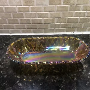 Indiana Glass Pretzel Amber Carnival Glass Oval Celery Dish Relish Tray Vintage - Picture 1 of 1