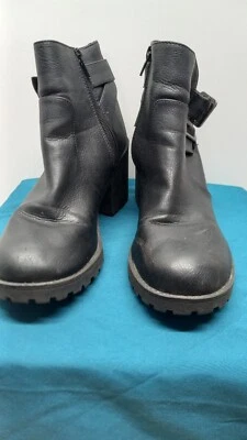 Dirty Laundry 7.5 women's biker chunky platform buckle ankle boots black zippers - Image 1 of 4